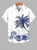 Chemise Imprimé Cocotier Hawaiien avec Poches Grande Taille pour Homme - Blanc 2XL
