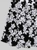 Plus Size Two Tone Flowers Colorblock Print Cold Shoulder Crisscross Hawaii Maxi Dress -  