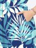 Plus Size Tropical Leaf Flowers Print Hawai Split Midi Dress -  