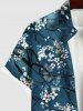 Plus Size Peach Blossom Branch Print Ombre Button Pocket Shirt For Men -  