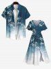Plus Size Peach Blossom Branch Print Ombre Split Pocket A Line Midi Dress -  