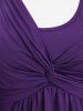 Plus Size Twist Panel Hollow Out Floral Embroidery Flare Sleeve Top -  