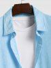 Chemise Décontractée Texturée Fleurie en Jacquard à Manches Courtes pour Homme - Bleu Ciel XXL
