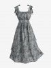 Ruched Bust Ombre Tie Dye Print Layered Dress and Lace Bolero Jacket Plus Size Outfit -  