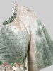 Plus Size Floral Applique Tied Tassel Ruched Ruffles Tie Dye Ombre Swiss Dot Blouse -  