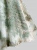Plus Size Floral Applique Tied Tassel Ruched Ruffles Tie Dye Ombre Swiss Dot Blouse -  