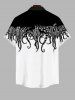Plus Size Octopus Two Tone Print Button Pocket Shirt For Men -  
