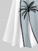 Plus Size Coconut Tree Colorblock Print Crisscross Cold Shoulder Hawaii Maxi Dress -  