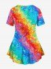 Plus Size Rainbow Colorblock Colorful Butterfly Print T-shirt -  