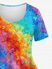 Plus Size Rainbow Colorblock Colorful Butterfly Print T-shirt -  