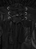 T-shirt en Mousseline Plissée Imprimé de Rose et Manches Evasées - Noir 5x | US 30-32