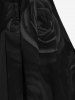 T-shirt en Mousseline Plissée Imprimé de Rose et Manches Evasées - Noir 5x | US 30-32