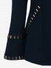 Plus Size Animal Ear Hooded Studded Full Zipper Jacket -  