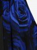 Plus Size Flare Sleeves Rose Flower Printed Lace Up Chiffon Layered Ruched Bust Valentines Top -  