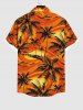 Plus Size Coconut Tree Painting Print Hawaii Button Pocket Shirt For Men -  