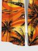 Plus Size Coconut Tree Painting Print Hawaii Button Pocket Shirt For Men -  