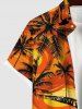 Plus Size Coconut Tree Painting Print Hawaii Button Pocket Shirt For Men -  