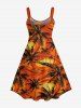 Plus Size Coconut Tree Painting Print Hawaii A Line Tank Dress -  