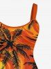 Plus Size Coconut Tree Painting Print Hawaii A Line Tank Dress -  