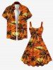 Plus Size Coconut Tree Painting Print Hawaii A Line Tank Dress -  