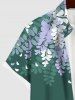 Plus Size Branch Leaves Print Hawaii Ombre Button Pocket Shirt For Men -  