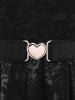 Plus Size Vintage Floral Lace Jacquard Buckled Straps Fit and Flare Belted Dress -  