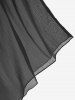 Plus Size Rose Flower Lace Knotted Flare Sleeves Chiffon Sheer Bolero Top -  