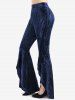 Plus Size Glitter Ruffles High Low Asymmetric Velvet Pocket Flare Pants -  