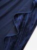 Pantalon Evasé Asymétrique Haut Bas de Grande Taille avec Poche en Velours à Paillette - Bleu profond 4X | US 26-28