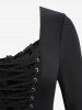 Gothic Halloween Plus Size Grommets Lace-up Skulls Flocking Mesh Patchwork Ruffles Flare Sleeve Medieval Renaissance Dress -  