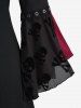 Gothic Halloween Plus Size Grommets Lace-up Skulls Flocking Mesh Patchwork Ruffles Flare Sleeve Medieval Renaissance Dress -  