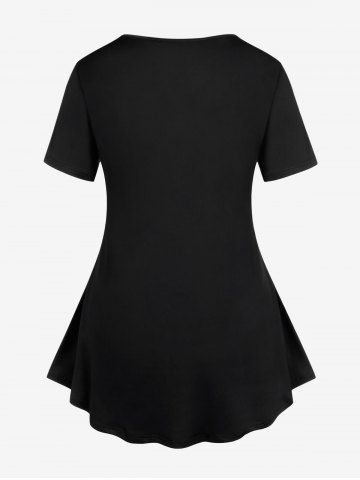 Plus Size Eagle Moon Skull Rose Flower Print T-shirt