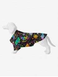 Pet's Colorful Cloud Moon Star Galaxy Print Button Shirt -  