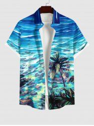 Chemise Boutonnée Imprimé Cocotier Hawaiien avec Poche Grande Taille pour Homme - Multi-A 2XL