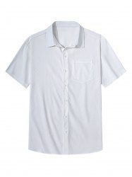 Plus Size Turn-down Collar Solid Pocket Button Shirt For Men -  