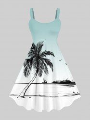 Robe Débardeur Hawaïen Ombrée Cocotier Imprimé de Grande Taille - Multi-A XXS