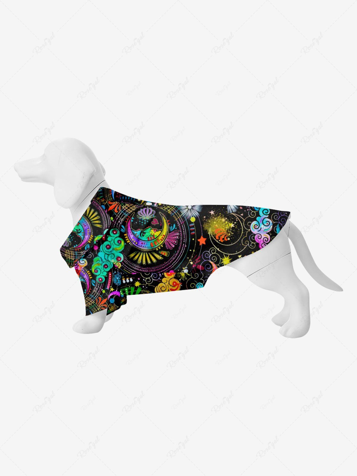 Best Pet's Colorful Cloud Moon Star Galaxy Print Button Shirt  