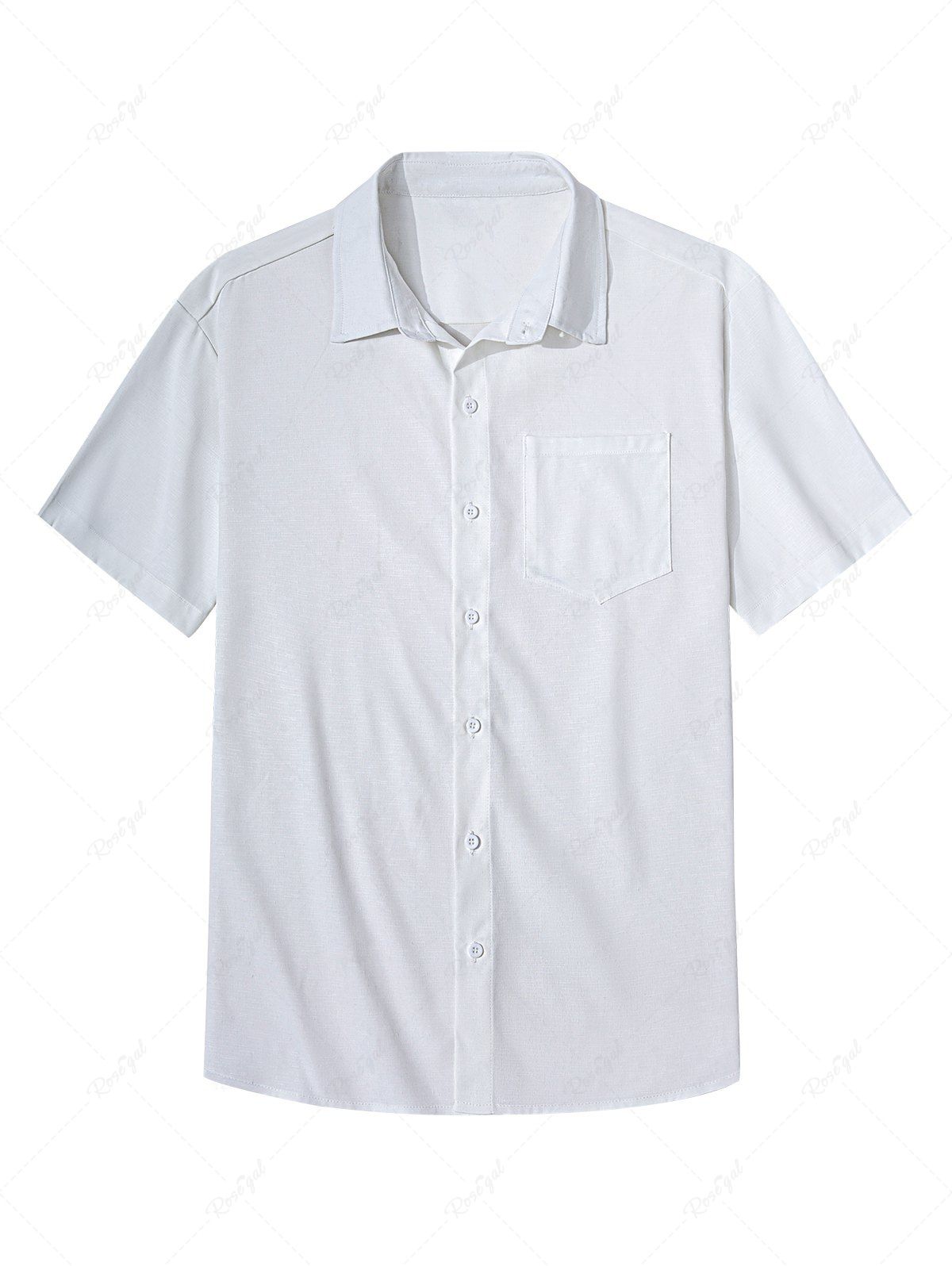 Trendy Plus Size Turn-down Collar Solid Pocket Button Shirt For Men  
