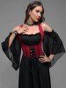 Plus Size Lace Up Cold Shoulder Flare Sleeves High Low Ruched Renaissance Corset Dress -  