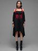 Plus Size Lace Up Cold Shoulder Flare Sleeves High Low Ruched Renaissance Corset Dress -  