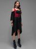 Plus Size Lace Up Cold Shoulder Flare Sleeves High Low Ruched Renaissance Corset Dress -  