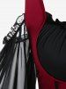 Plus Size Lace Up Cold Shoulder Flare Sleeves High Low Ruched Renaissance Corset Dress -  