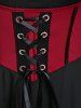 Plus Size Lace Up Cold Shoulder Flare Sleeves High Low Ruched Renaissance Corset Dress -  