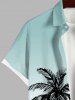 Plus Size Coconut Tree Seagull Sailboat Ombre Print Buttons Pocket Hawaii Shirt For Men -  
