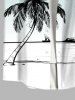 Plus Size Coconut Tree Seagull Sailboat Ombre Print Buttons Pocket Hawaii Shirt For Men -  