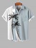 Plus Size Coconut Tree Colorblock Print Buttons Pocket Hawaii Shirt For Men -  