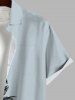 Plus Size Coconut Tree Colorblock Print Buttons Pocket Hawaii Shirt For Men -  