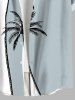 Plus Size Coconut Tree Colorblock Print Buttons Pocket Hawaii Shirt For Men -  