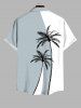 Plus Size Coconut Tree Colorblock Print Buttons Pocket Hawaii Shirt For Men -  