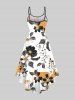 Plus Size Floral Leaf Colorblock Print Hawaii High Low Asymmetric Cami Dress -  